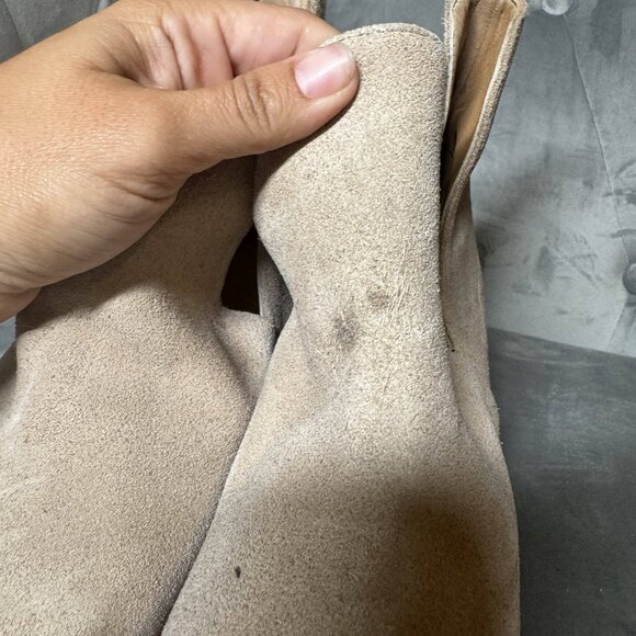 Free People Charm Double V Pointed Toe Camel Suede Leather Ankle Boot Size 38 - Picture 6 of 11